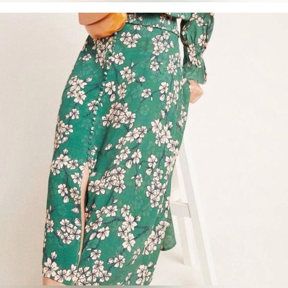 NWOT Kachel x Anthropologie green floral skirt sz 8 - Picture 3 of 5